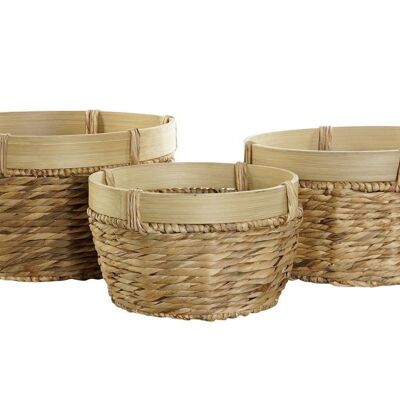 CESTA SET 3 JUNCO BAMBU 40X40X23 NATURAL MARRON DC174791