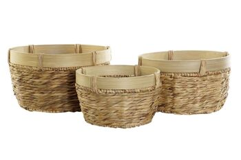 PANIER SET 3 BAMBOO RUSH 40X40X23 MARRON NATUREL DC174791 1