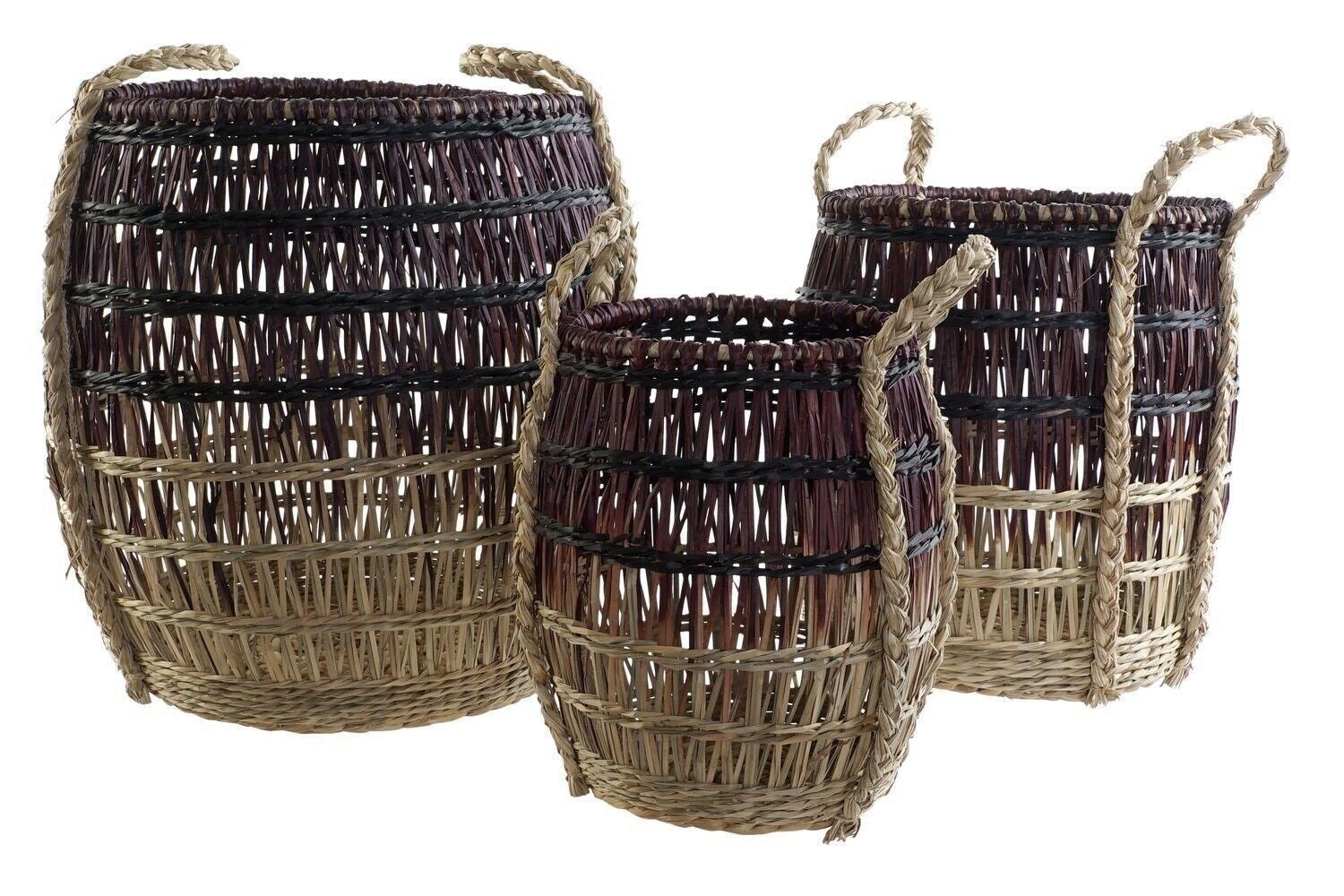 BASKET SET 3 SEAGRASS 39X39X41 NATURAL LILAC DC175176