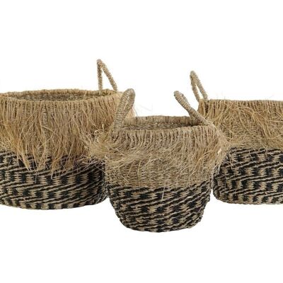 CESTA SET 3 FIBRA 40X40X30 FLECOS NATURAL MARRON DC175584