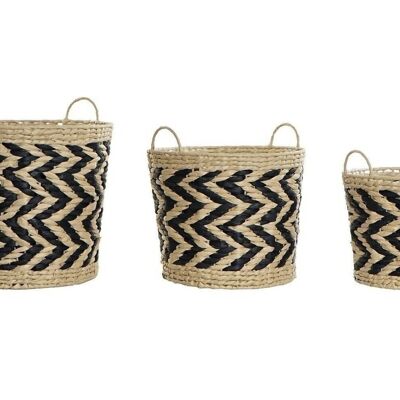 FIBER BASKET SET 3 40X40X35 NATURAL LIGHT BROWN DC183681