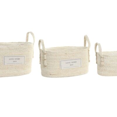 BASKET SET 3 FIBER COTTON 34X23X20 NATURAL DC186671