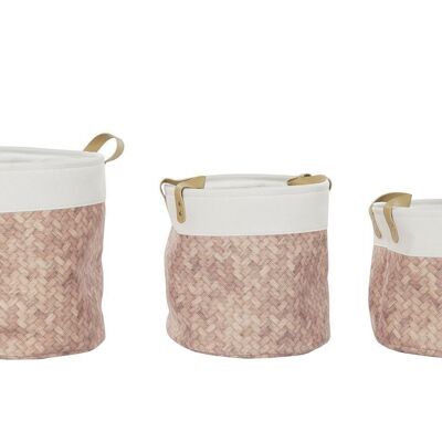 CESTA SET 3 TELA POLIESTERE 34X34X35 NATURALE DC192254