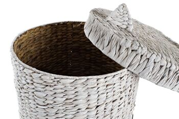 PANIER A LESSIVE EN FIBRE 42X42X63 CHAT BLANC DC194323 4