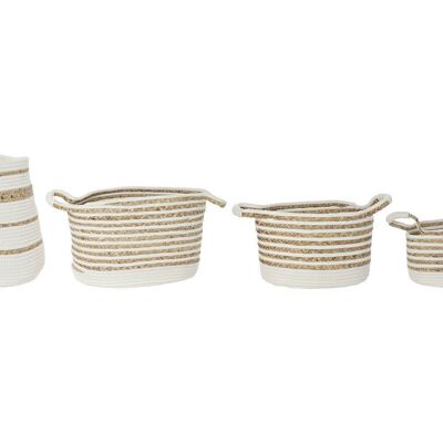 PANIER SET 4 COTON HERBE DE MER 36X36X34 BLANC DC194447