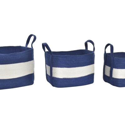 PANIER SET 3 JUTE 35X25X34 BLEU MARINE DC194950