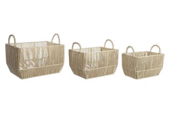 PANIER SET 3 FIBRE METAL 40X29,5X26 NATUREL DC199030 1