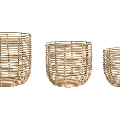 CESTA SET 3 PP METALLO 36X36X32 NATURALE DC199034