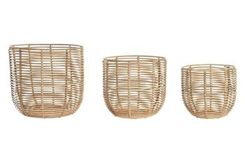 PANIER SET 3 PP METAL 36X36X32 NATUREL DC199034 1