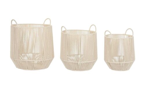 CESTA SET 3 ALGODON METAL 38X38X45 BEIGE DC202047