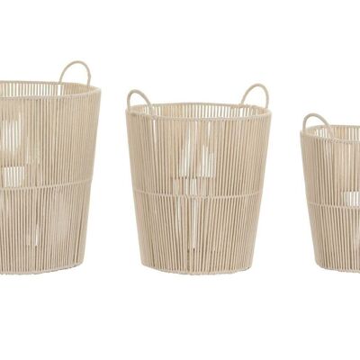 CESTA SET 3 ALGODON METAL 42X42X51 BEIGE DC202051