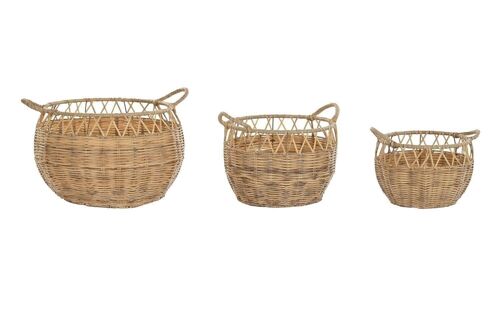 CESTA SET 3 PE METAL 38X38X34 NATURAL DC202053