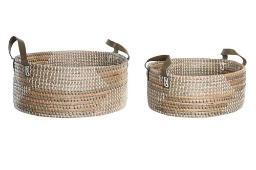 CESTA SET 2 SEAGRASS PU 45X34X27 8 NATURAL DC205054