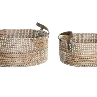 BASKET SET 2 SEAGRASS PU 45X34X27 8 NATURAL DC205054