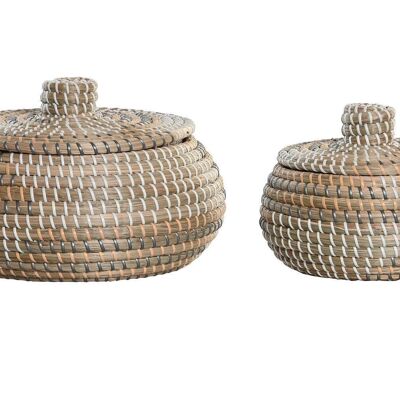 BASKET SET 2 SEAGRASS 32X32X20 YELLOW DC205059