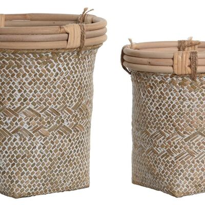 PANIER SET 2 ROTIN PAILLE 20X20X24 DÉCAPAGE NATUREL DC205451