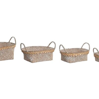 CESTA SET 4 FIBRA 33X25X12 DECAPE NATURAL DC205460