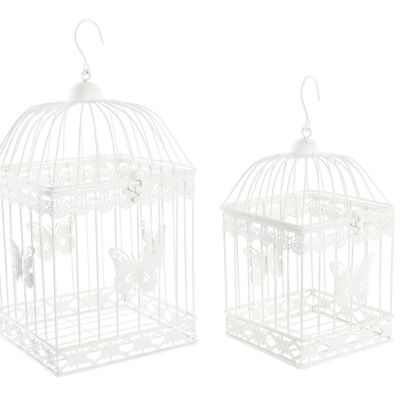 CAGE SET 2 METAL 23X23X48 BUTTERFLY WHITE DH188962