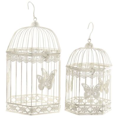 CAGE SET 2 METAL 26X23X48 BUTTERFLY WHITE DH188963