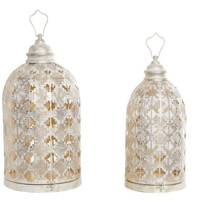 LAMP SET 2 METAL 27.5X27.5X52 AGED WHITE FA192602