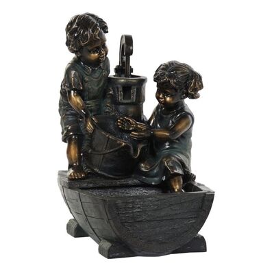 BRUNNEN AUS HARZ 44X38X62 KINDER IM ALTER VON BRONZE FU192735