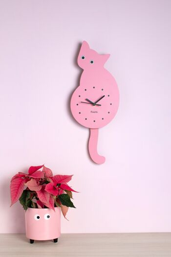 Horloge chat - rose 3