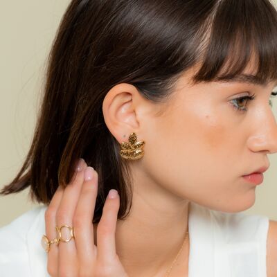 Clip-on leaf earrings