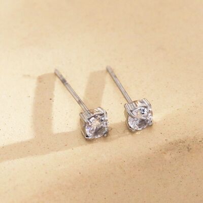 Simple silver rhinestone earrings