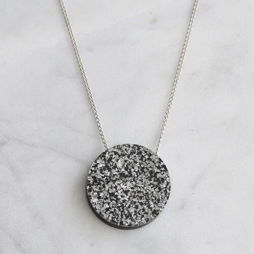 Colour Pop Circle Necklace - Granite & Grey Shimmer