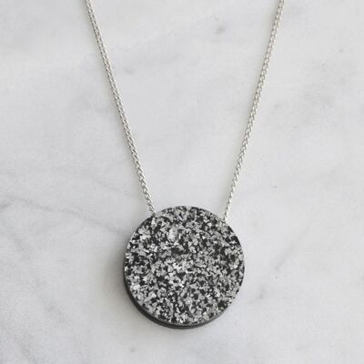 Colour Pop Circle Necklace - Granite & Grey Shimmer