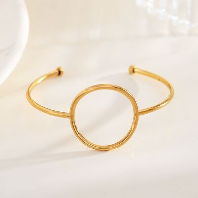 Fine bangle bracelet with circle in the center