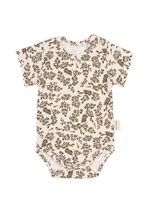 BODY SHORTSLEEVE ORGANIC GREEN FLORAL 68-74