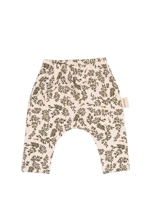 PANTS ORGANIC GREEN FLORAL 56-62