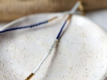 Collier diffuseur d'huiles essentielles bleu avec collier de perles mauvais œil en émail 5