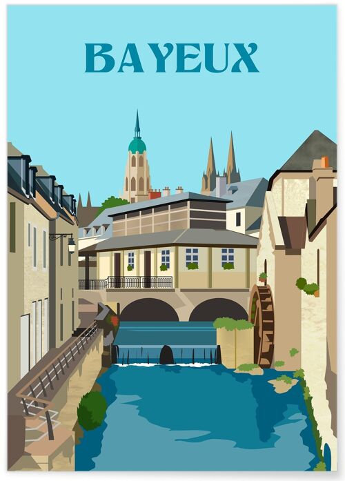 Affiche illustration de la ville de Bayeux