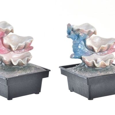 RESIN LED FOUNTAIN 13X13X18 SHELL 2 ASSORTED. FU193449