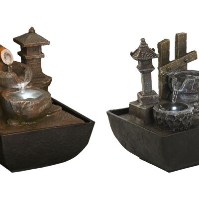 RESIN LED FOUNTAIN 13X13X17 BAMBOO 2 ASSORTED. FU202409