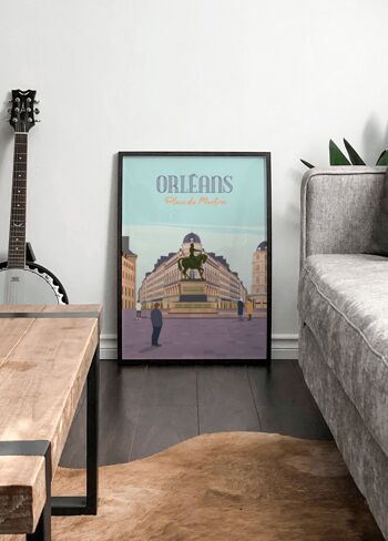 Affiche illustration de la ville d'Orléans - Place du Martroi 2