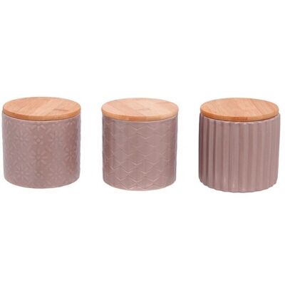 Set di 3 Contenitori in Ceramica per Caffè-Zucchero-Tè 10x10x10cm