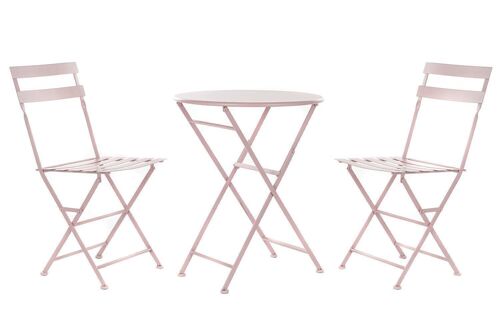 MESA SET 3 METAL 60X60X75 PLEGABLE ROSA MB177410