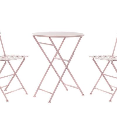 TABLE SET 3 MÉTAL 60X60X75 PLIANTE ROSE MB177410