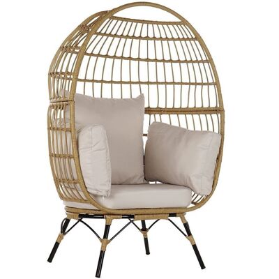 METAL SYNTHETIC RATTAN ARMCHAIR 99X71X147 WITH CUSHIONS MB177450