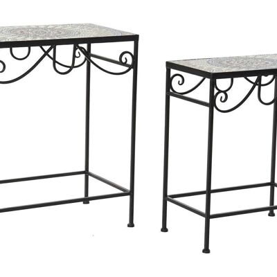 SIDE TABLE SET 2 FORGE 48X30X58 MOSAIC MB187635