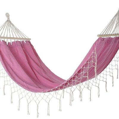 POLYESTER COTTON HAMMOCK 255X80X28 PINK FRINGES MB188076