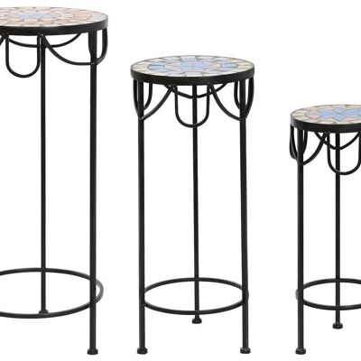 TABLE D'APPOINT SET 3 FORGE 30X30X69 MOSAIQUE MB200731