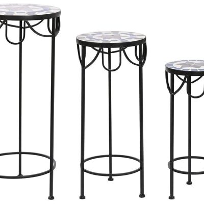 TABLE D'APPOINT SET 3 FORGE 30X30X69 MOSAIQUE MB200736