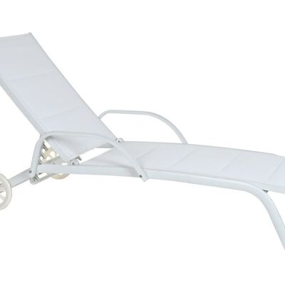 BAIN DE SOLEIL TEXTILENE ALUMINIUM 193X70X30 ROUES BLANC MB200804