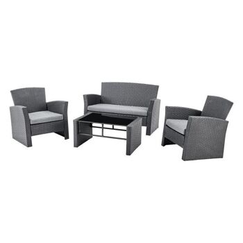 CANAPÉ SET 4 ROTIN SYNTHÉTIQUE POLYESTER 121X63X73 MB200896