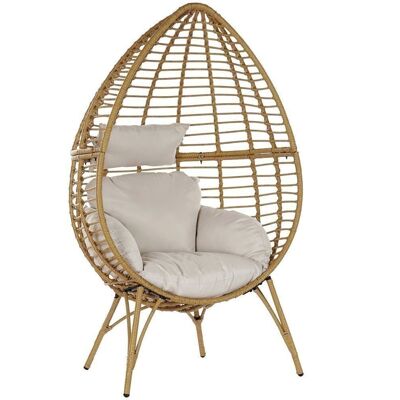 METAL SYNTHETIC RATTAN ARMCHAIR 90X65X151 WITH CUSHIONS MB201836