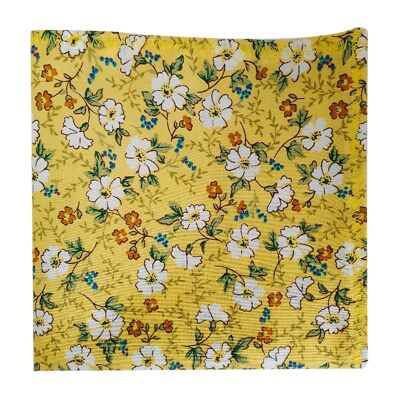 Pochette de costume jaune fleurie